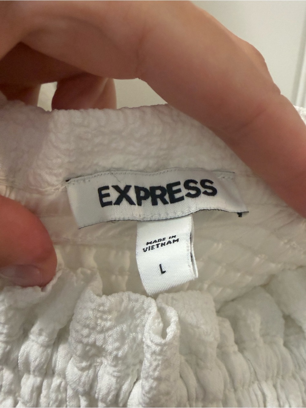 Express White Ruffle Smocked Mini Dress - Picture 2 of 2